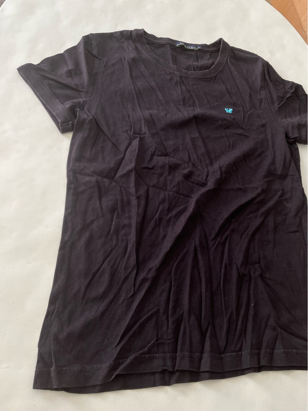 NWT Hang Ten Vintage Y2K Gray Butterfly Embroidered Short Sleeve T Shirt Black L